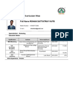 Resume Format Kute Rohan