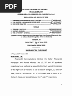 Mwanachi Communications LTD Others Vs Joshua K Kajula Others (Civil Appeal 126 of 2016) 2020 TZCA 1824 (22 October 2020)