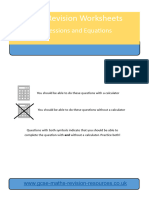 GCSE Worksheet: Expressions and Equations