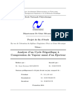 Analyse D'un Cycle Frigorifique À Compression de Vapeur Muni D'un Éjecteur