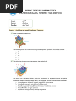 Biology Exercise For Final Test - Semester 1 - 2023 - 2024