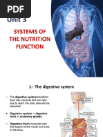 Summary Unit 3. Systems of The Nutrition Function