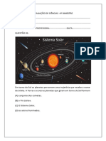 Avaliação de Ciências 4º Ano, 2023 4º Bimestre