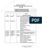 Half Yearly Exam Time Table