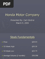 Honda Motor Company: Presented By: Zach Bodine March 9, 2006