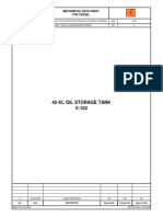 45 KL Oil Storage Tank V-102: Mechanical Data Sheet For Vessel