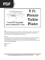 5 Foot Picnic Table Plans