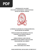 La Renuncia Voluntaria de Los Trabajadores en El Salvador y Los Problemas Sociales