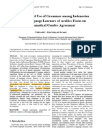 Knowledge and Use of Grammar Among Indonesian Second Language Learners of Arabic: Focus On Grammatical Gender Agreement