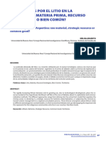 Las Disputas Por El Litio en La Argentina ¿Materia Prima, Recurso Estratégico o Bien Común?