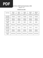 Half Yearly Exam Revised Time Table 6 To 12