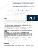 L' Impact Des Nouvelles Technologies Sur La Performance Des Salariés