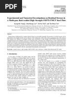 RESID. STRESS - Experimental and Numerical Investigations On Residual Stresses in A Multi-Pass Butt-Welded High Strength SM570-TMCP