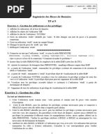 Ingénierie Des Bases de Données TP N°3: Exercice 1: Gestion Des Utilisateurs Et Des Privilèges