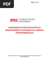 Programa de Especialización en Mantenimiento Rutinario de Caminos Departamentales