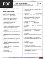 11th Economics EM One Mark Questions English Medium PDF Download