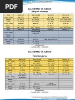 Calendario Juegos Semana 12 Al 22