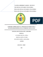 Auditoría Gubernamental en El Presupuesto Público de La Municipalidad Distrital de San Pedro de Chaulan 2022