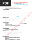 Inter Material Modelpapers Istyesr em 1st - Year - Civics - Important - Questions