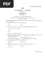 CU-2022 B.Sc. (Honours) Mathematics Semester-2 Paper-CC-4 QP