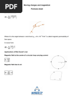 Moving Charges and Magnetism Formula Sheet