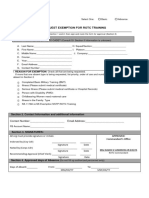 Request For Exemtion For Training Form