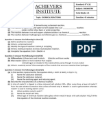 Chemical Reactions Test Paper