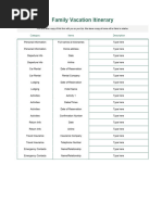 Family Vacation Itinerary