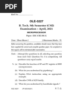 2021 B.teach. 5TH Semester (Cse) Microprocessor