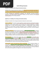 Audit of Mining Companies