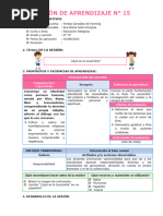 SESIÓN DE APRENDIZAJE 15 Qué Es La Eucaristía