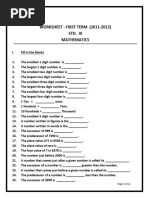 CBSE Class 3 Mathematics Worksheet (95) - Revision