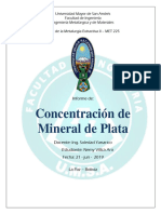 Concentración de Mineral de Plata en Laboratorio