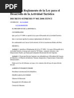 Reglamento de La Ley para El Desarrollo de La Actividad Turística