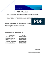 Analytical Decision Modeling For Business Decisions