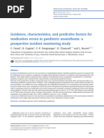 Incidence, Characteristics, and Predictive Factors For Medication Errors in Paediatric Anaesthesia: A Prospective Incident Monitoring Study