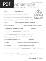 Homophones Worksheet With Key