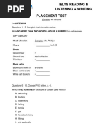 IELTS Placement Test - Reading +listening + Writing