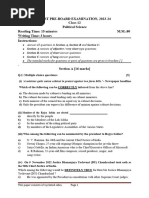 First Pre-Board Examination, 2023-24 Class 12 Political Science Reading Time: 15 Minutes M.M.:80 Writing Time: 3 Hours Instructions