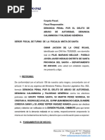 Denuncia Penal Por El Delito de Abuso de Autoridad Caso Omar de La Cruz