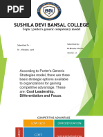 Sushila Devi Bansal College: Topic: Porter's Generic Competency Model