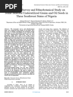 Taxonomic Survey and Ethnobotanical Study On Some Selected Underutilized Grains and Oil Seeds in Three Southwest States of Nigeria