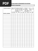 Rúbrica para Evaluar La Interpretación de Canciones