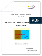 Cours Transferts de Chaleur Et de Matière FPN Master Ch. Matériaux S2