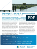 Valoración Socio Económica de Los Bienes y Servicios Del Humedal Del Delta Del Paraná