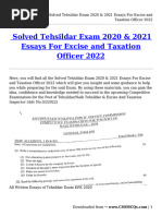 Solved Tehsildar Exam 2020 &#038 2021 Essays For Excise and Taxation Officer 2022