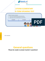 Solutions Elementary - Mid-Term Speaking Test