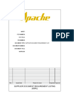 Supplier Document Requirement Listing (SDRL)