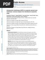 Intraoperative Radiotherapy (IORT) For Surgically Resected Brain Metastases: Outcome Analysis of An International Cooperative Study