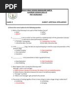 Worksheet For Grade 9 AI